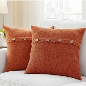 💜Meekio Set of 2 Fall Pillow Covers with Coconut Buttons Size:18X18